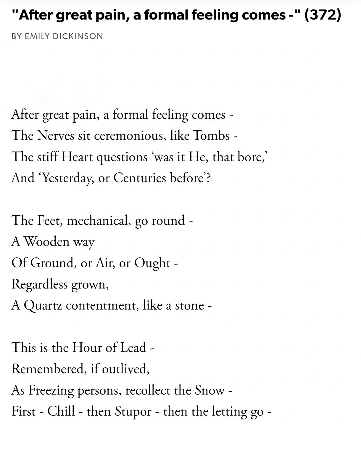 After great pain, By Emily Dickinson