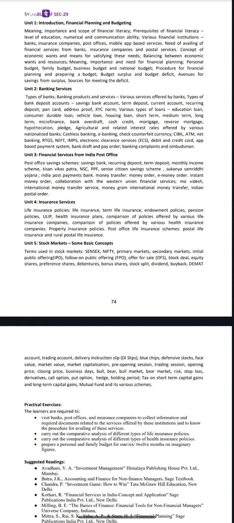 Finance for everyone syllabus