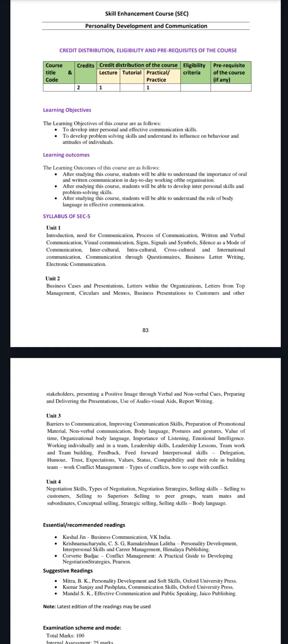 Personality development communication